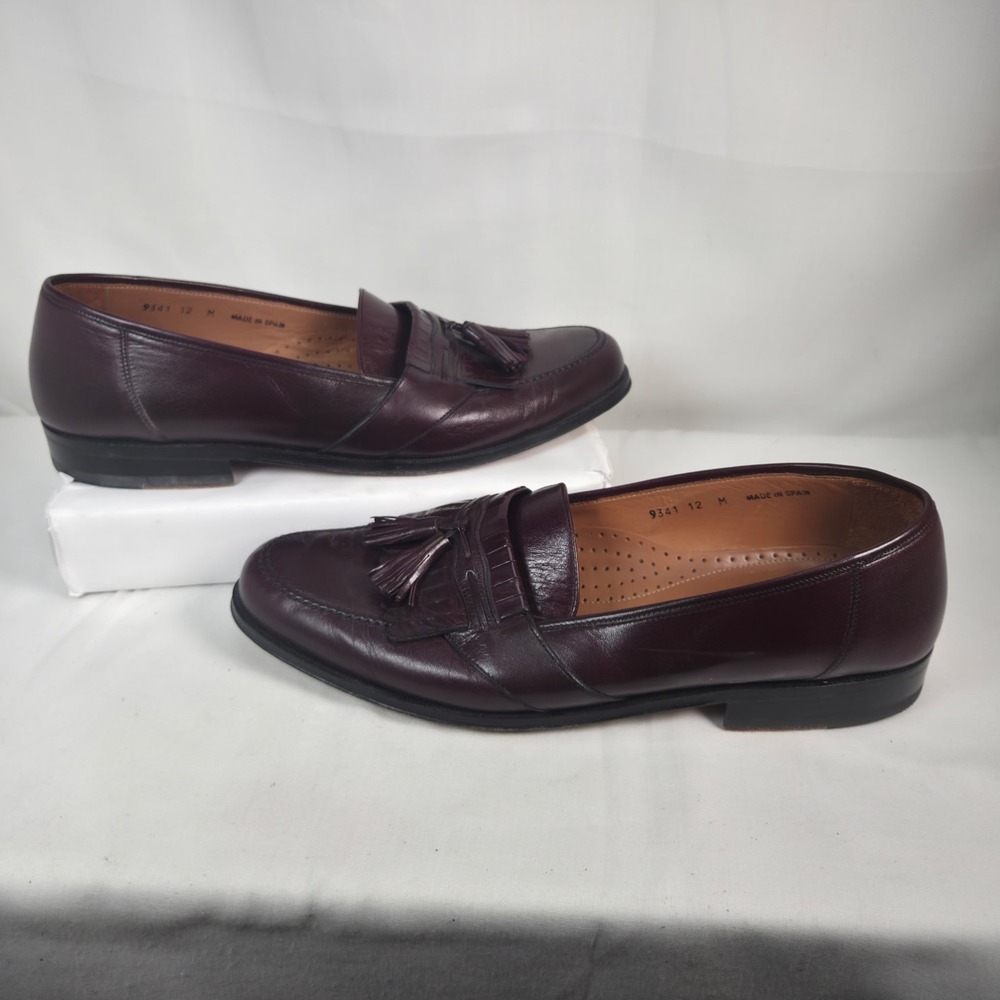 Magnanni Men's Tassel Loafer Burgandy Leather Dress Shoes US Size 12
